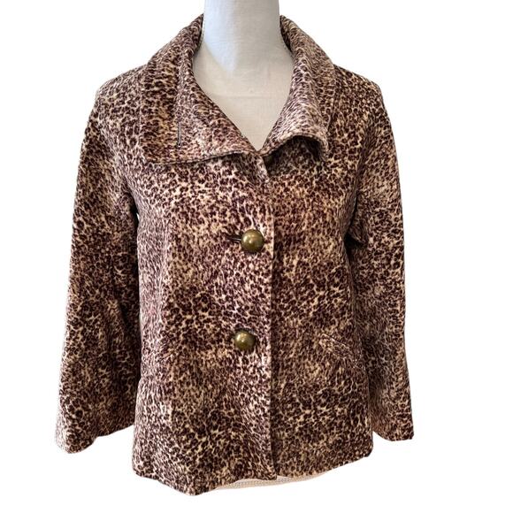 Talbots velvet leopard print Dress Jacket 2 - Picture 1 of 6